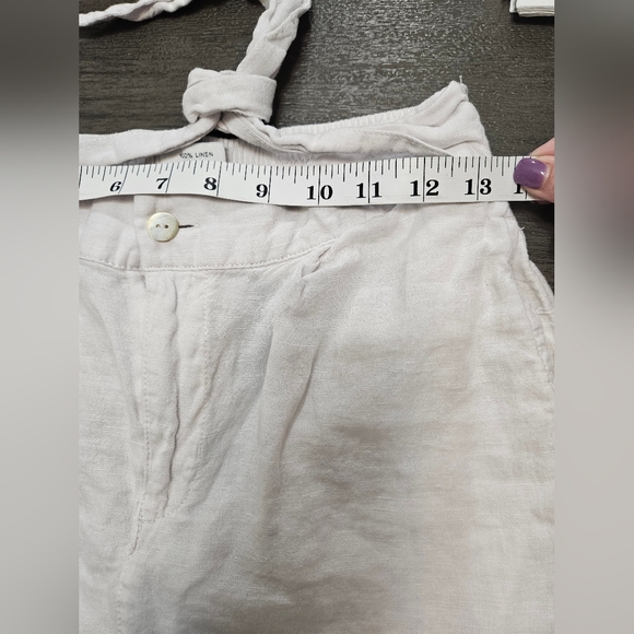 H By Halston Small White Linen Shorts Tie Waist Design Zio Button Closure Beachy - Picture 11 of 13